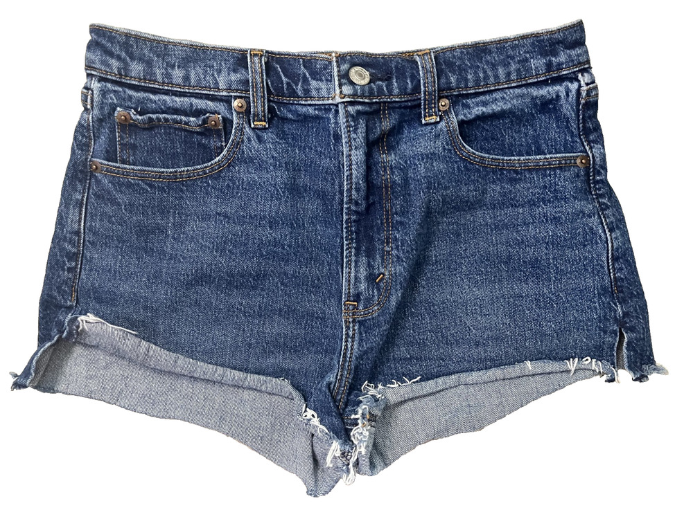 Women's Abercrombie & Fitch Size 28/6 High Rise Mom Blue Denim Shorts Pockets
